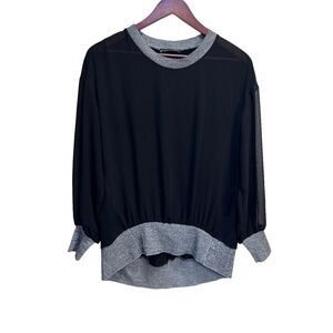 Zara Black Sheer Long Sleeve Blouse Size Small